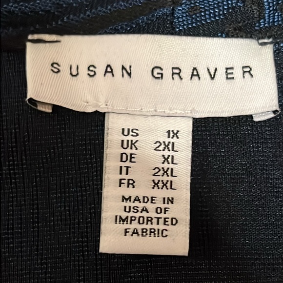 Women's Susan Graver Jacquard Knit Open Front Duster Cardigan Midnight Ink Sz 1X - Picture 5 of 11